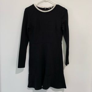 NWT sz 2 petite LOFT black dress white collar NEW